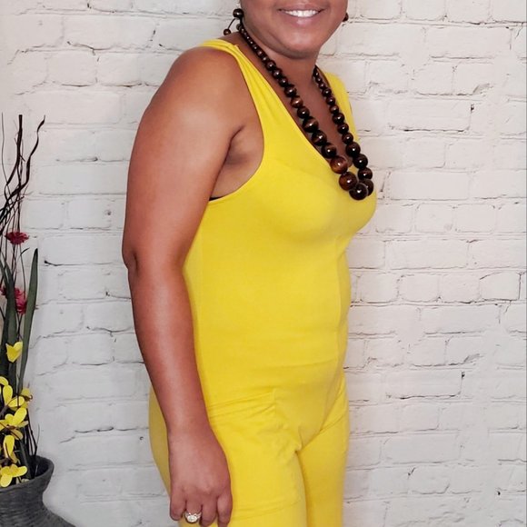 Nwt Yellow Strech Pocket Jumpsuit - Picture 8 of 8